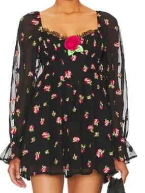 For Love & Lemons Black Satin Label Detail